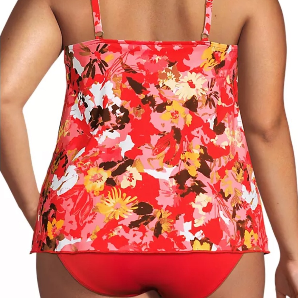 Lot of 2 NWT $180 Lands' End Sky Blue and Floral Plus Tankini Tops. Size 2X - Picture 7 of 9